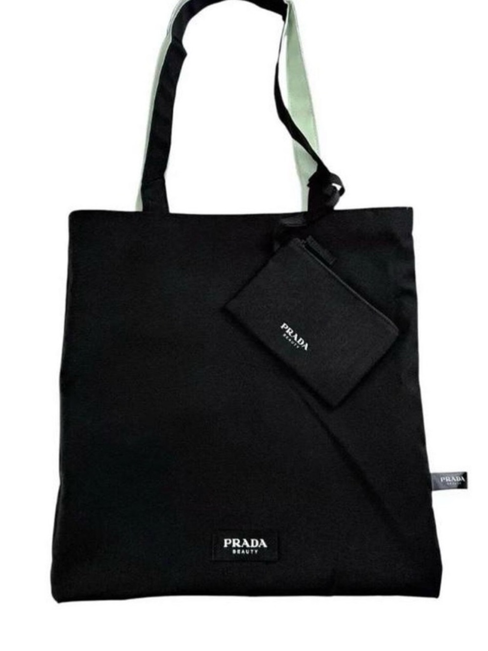 Prada Beauty✨🤍💚GWP White Tote Bag with Black Pouch - Picture 3 of 4